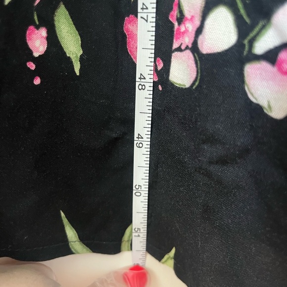 VTG 90S DRESSBARN moody pink Floral Black button dress cross back sz 8 50s 60s - Picture 7 of 11